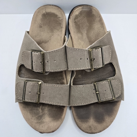 JSport | Boho tan brown leather strappy open toe slide sandals | WMS 6.5 - Picture 3 of 10